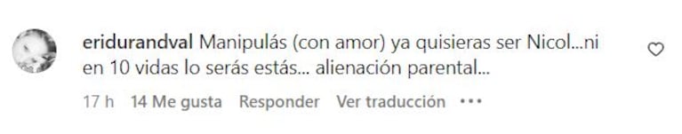 Comentarios conta Mica Viciconte en redes sociales.