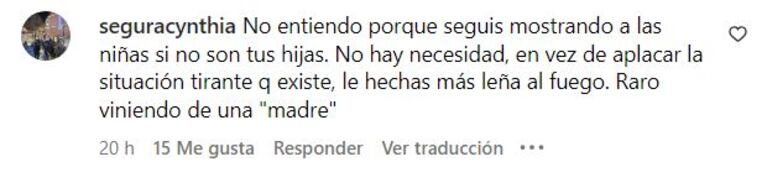 Comentarios contra Mica Viciconte en redes sociales.