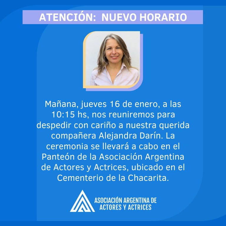 Comunica de la Asociación Argentina de Actores y Actrices.