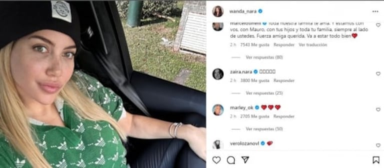 "Con vos, con Mauro, con tus hijos": la reacción de los famosos al posteo de Wanda Nara