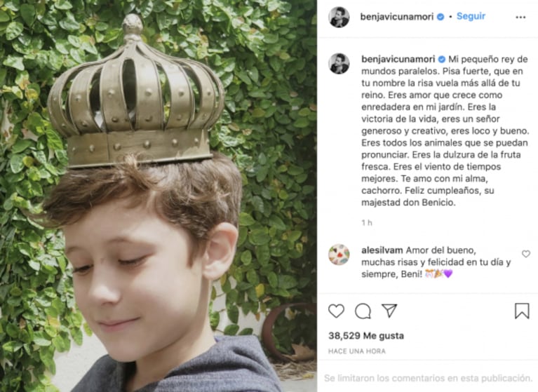 Conmovedor posteo de Benjamín Vicuña a Benicio, su hijo menor con Pampita, por su cumple: "Eres la victoria de la vida"