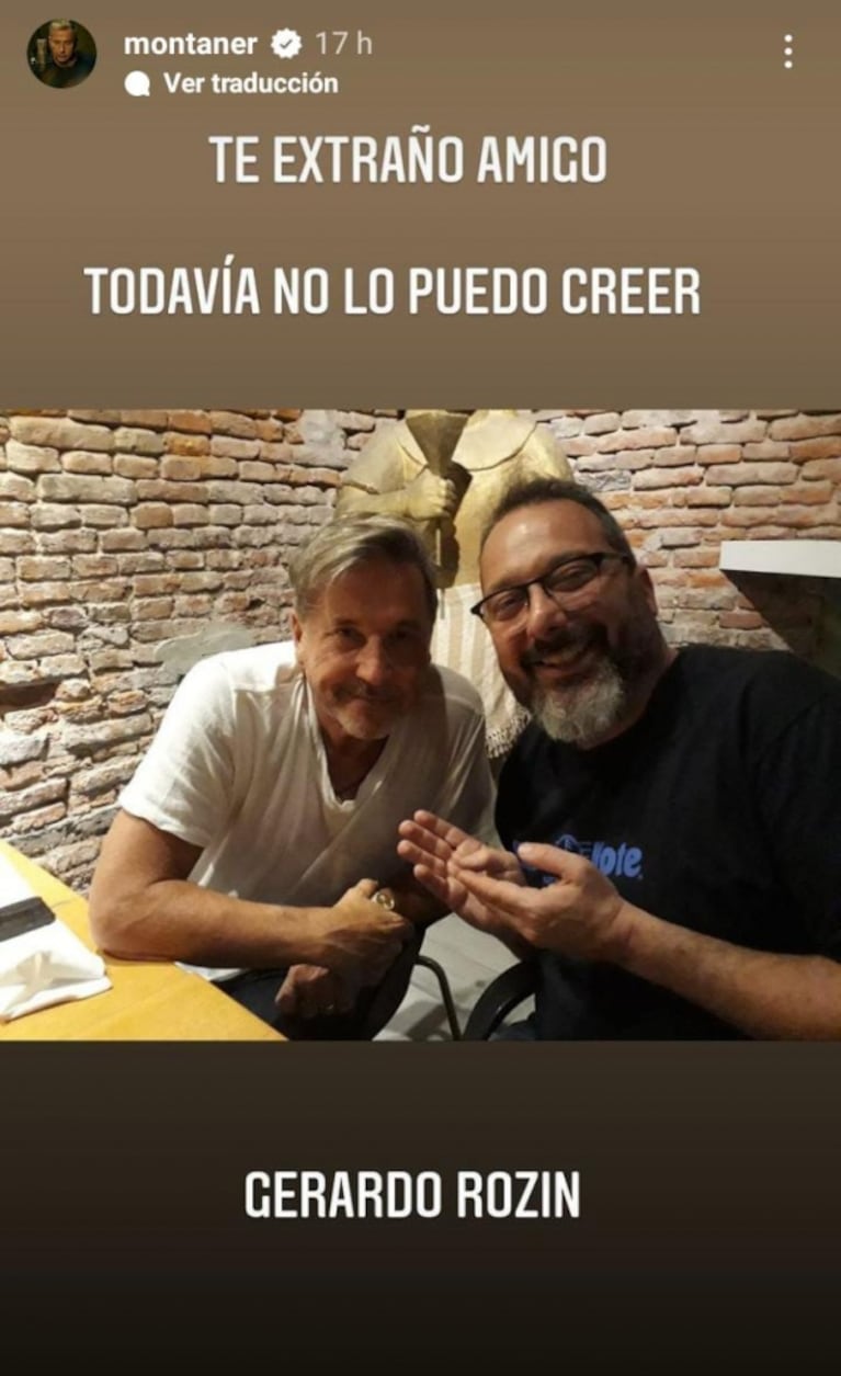 Conmovedor posteo de Ricardo Montaner a un mes de la muerte de Gerardo Rozín: "Todavía no lo puedo creer"