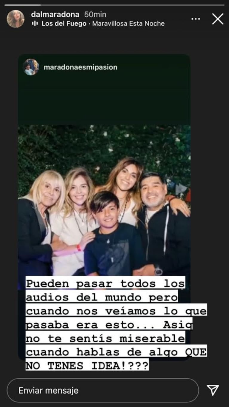 Contundente posteo de Dalma Maradona con una foto junto a Diego y Claudia: "Cuando nos veíamos pasaba esto"