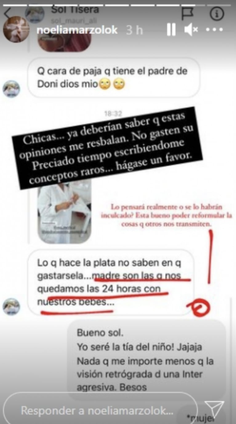 Contundente respuesta de Noelia Marzol a una mujer que la criticó como madre: "Visión retrógrada de una agresiva" 