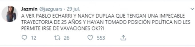 Contundentes "likes" de Pablo Echarri tras las críticas por sus vacaciones en Mallorca junto a Nancy Dupláa