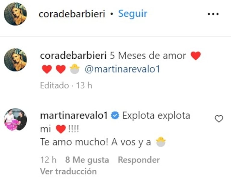 Cora Debarbieri mostró su pancita de 5 meses de embarazada: "Explota, explota mi corazón"