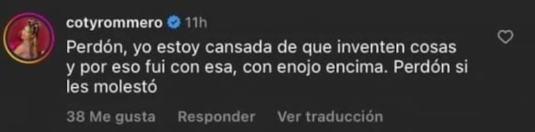 Coti Romero reaccionó muy molesta a la versión de reconciliación con El Conejo de Gran Hermano