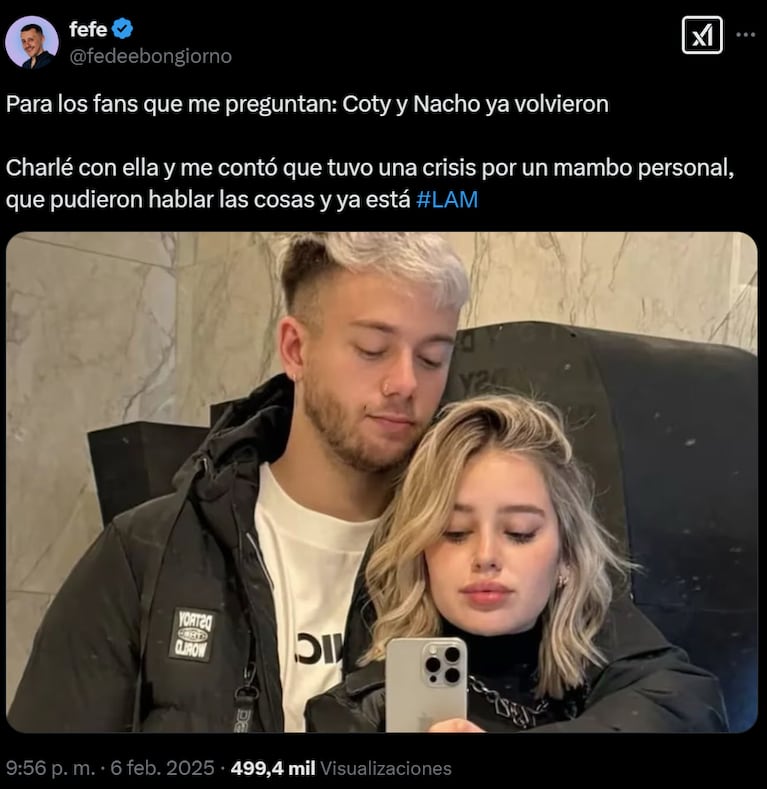 Coti y Nacho se reconciliaron.