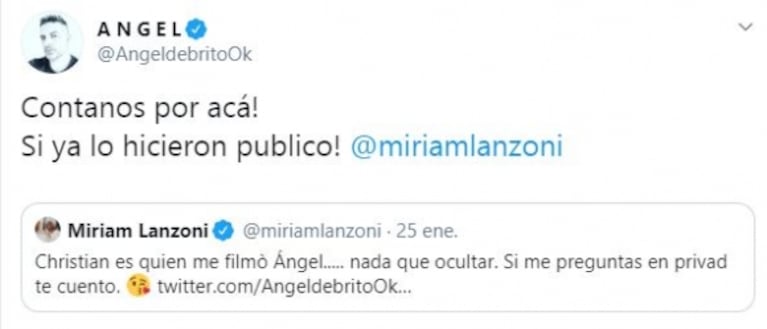 Crítica de Ángel de Brito a Miriam Lanzoni tras su reconciliación... y filoso cruce: "Ya lo hiciste público"