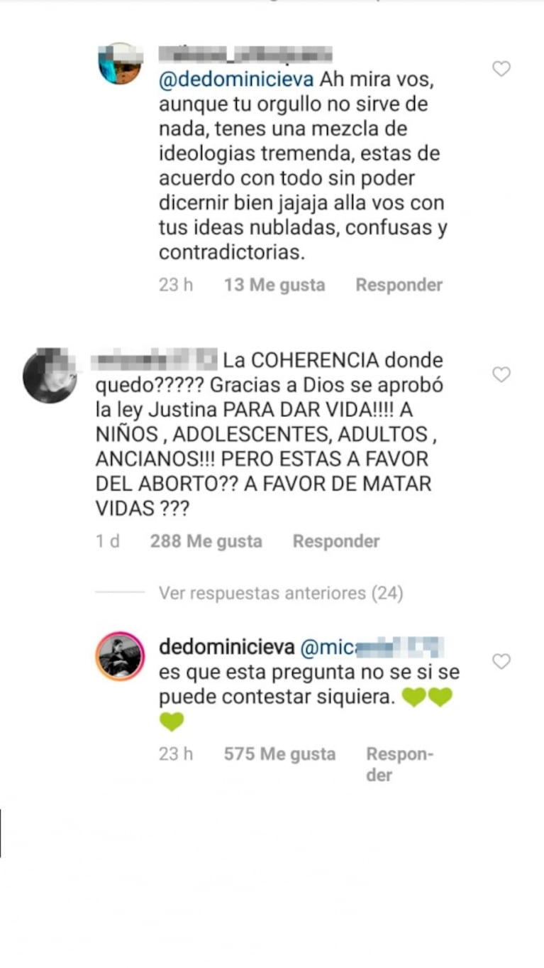 Cruce 2.0: Eva de Dominici celebró la Ley Justina y la criticaron por apoyar el aborto legal