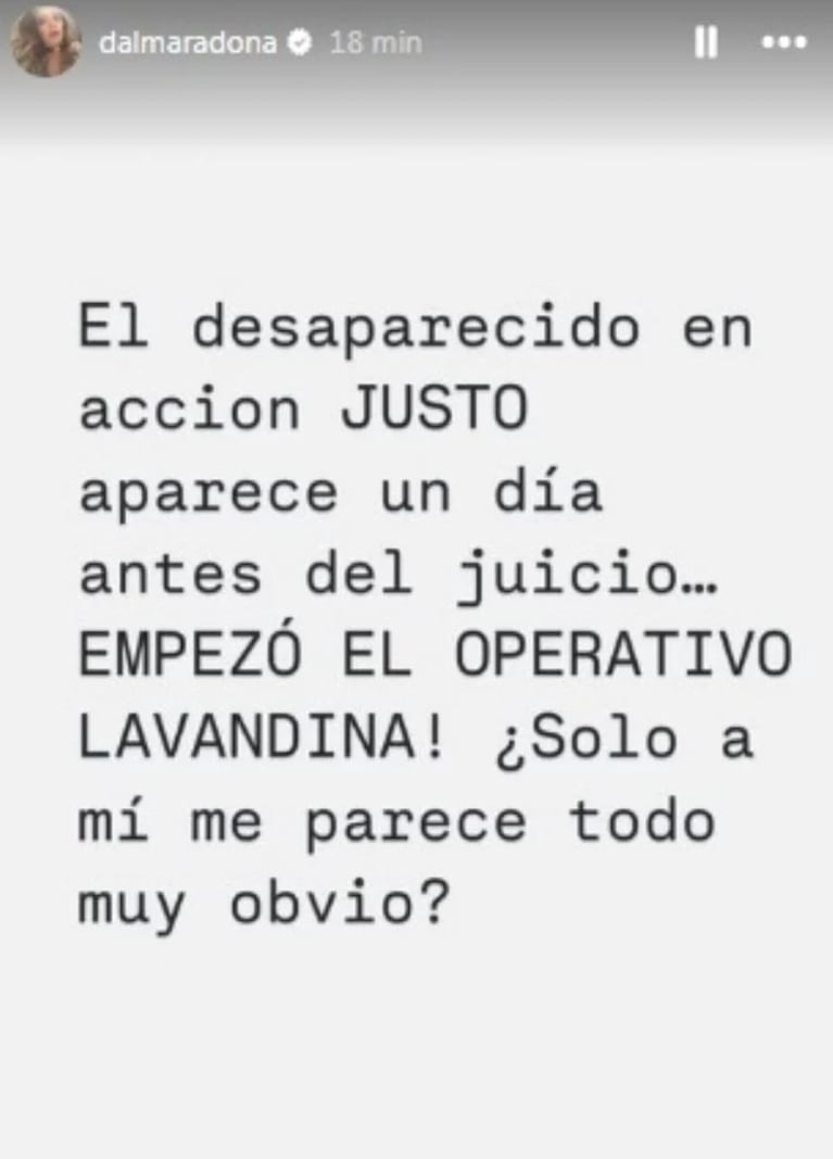 Dalma apuntó contra Matías por sus dichos sobre Diego. Foto: IG | dalmamaradona