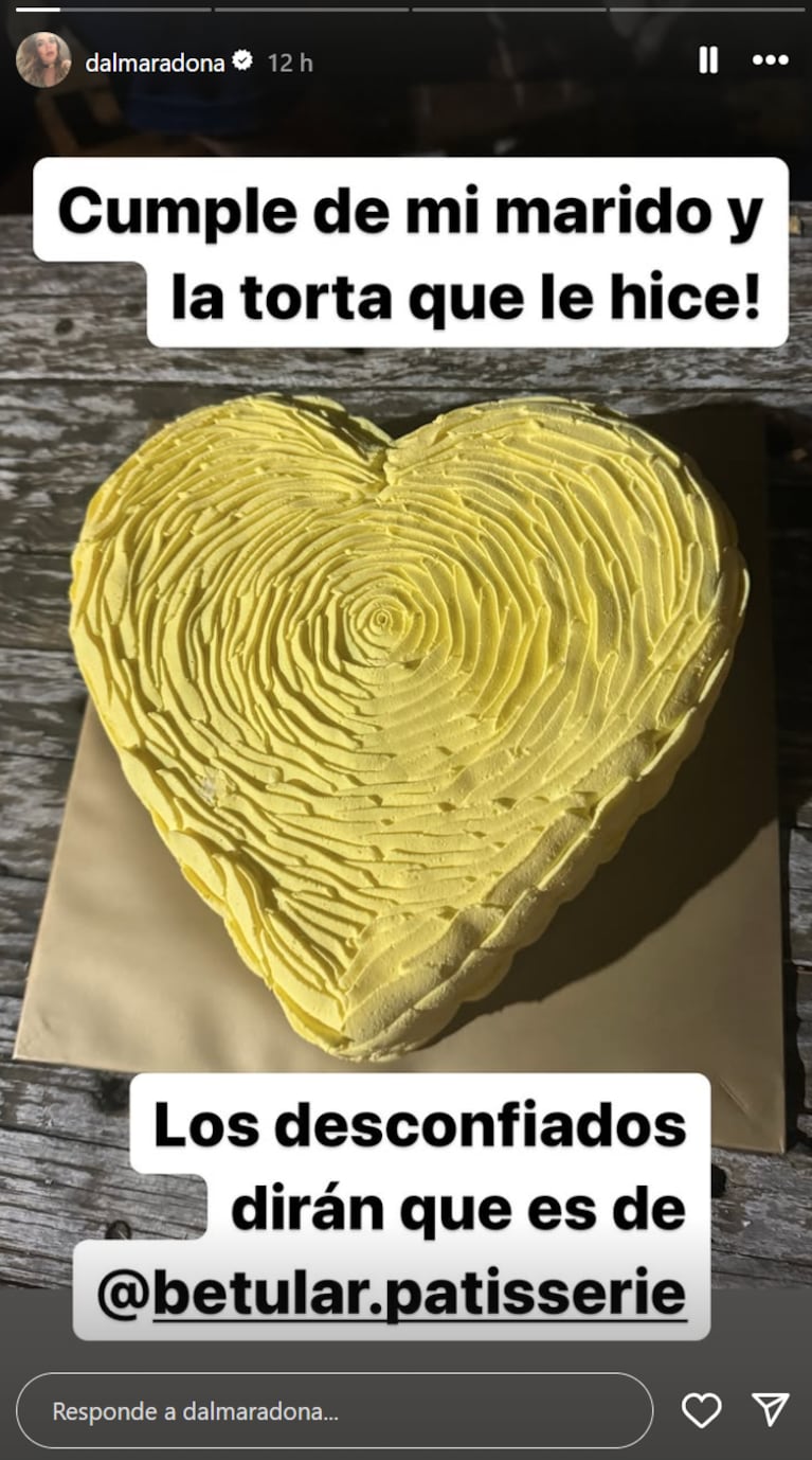 Dalma deslizó que ella le había preparado la torta a su marido.