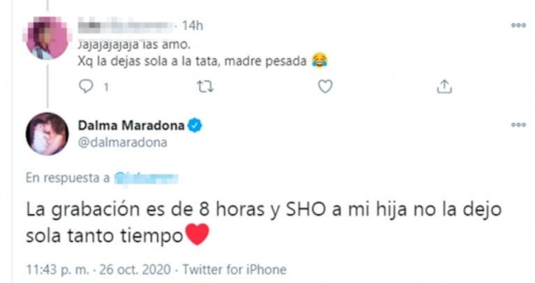 Dalma Maradona salió al cruce de quienes la criticaron por irse antes de MasterChef: "Yo a mi hija no la dejo sola tanto tiempo"