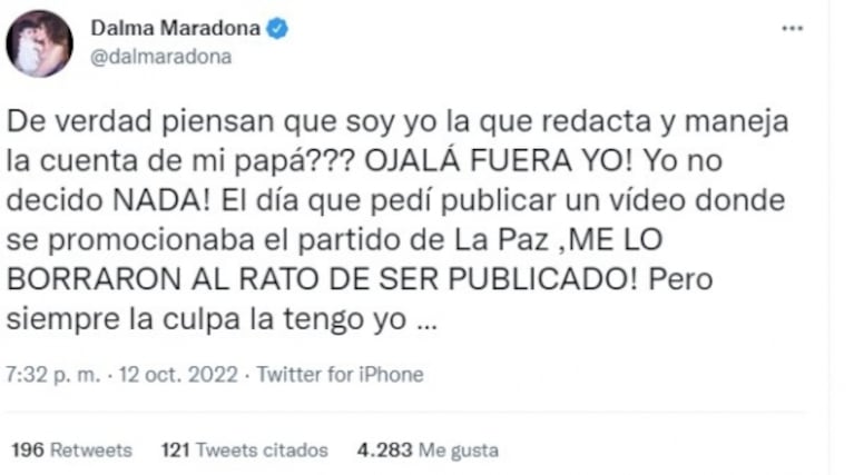 Dalma Maradona se defendió de la fuerte acusación de Jorge Rial