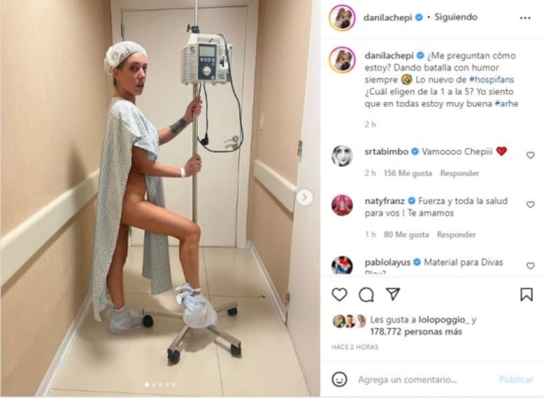 Dani La Chepi, antes de operarse de una mama, compartió divertidas fotos en la clínica: "Siempre dando batalla con humor"