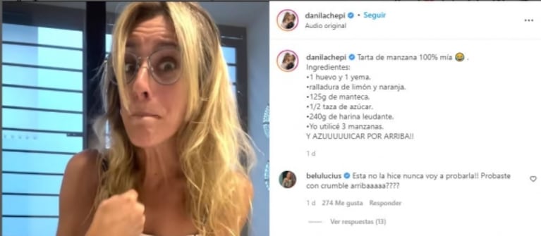 Dani La Chepi compartió los secretos para hacer su tarta de manzana