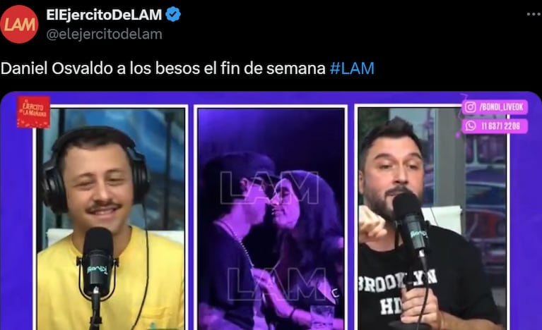 Daniel a los besos en un boliche.