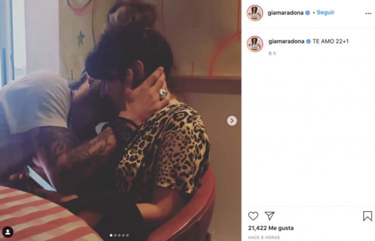 Daniel Osvaldo y Gianinna Maradona celebraron su "cumplemés" con apasionados mensajes: "Felices seis meses, te amo"