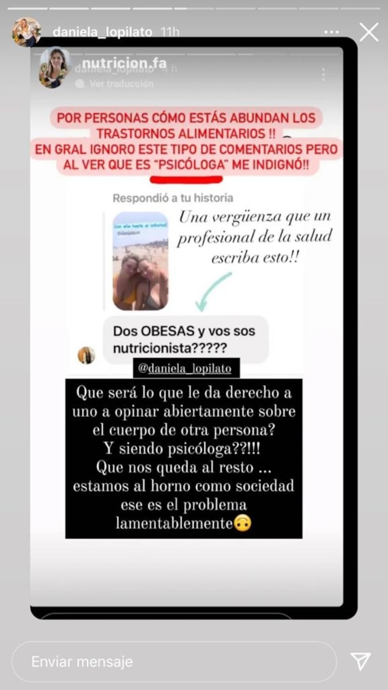 Daniela, la hermana de Luisana Lopilato, expuso la agresión de una seguidora por una foto junto a su hija: "¡Es una vergüenza!"