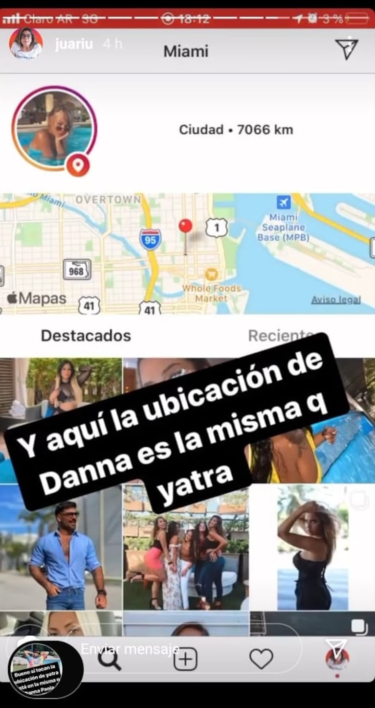 Danna Paola y Sebastián Yatra, en Miami: el picante posteo de ella al que él le dio like