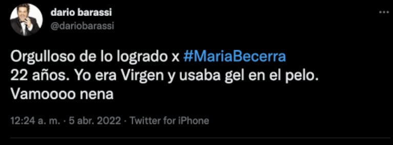 Darío Barassi defendió a María Becerra tras las críticas por su show en los Premios Grammy 2022: "Vamos nena"