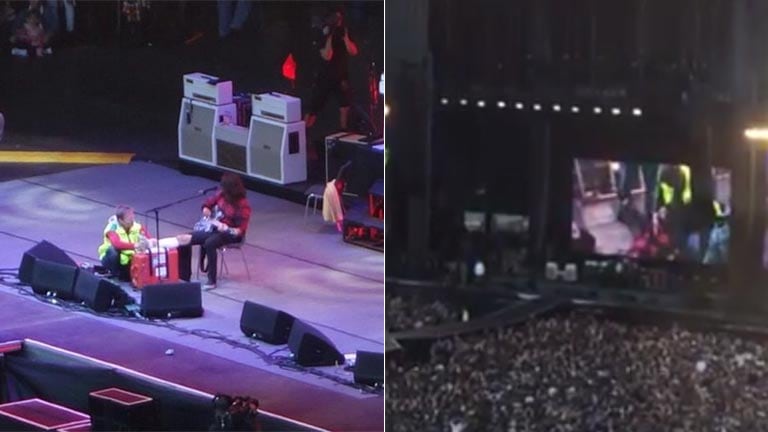 Dave Grohl se cayó en medio de un show y se rompió una pierna