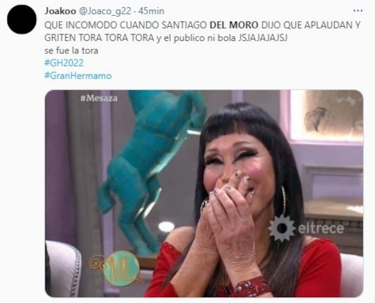 Del Moro pidió un aplauso para La Tora en Gran Hermano y el público le dio la espalda: los memes