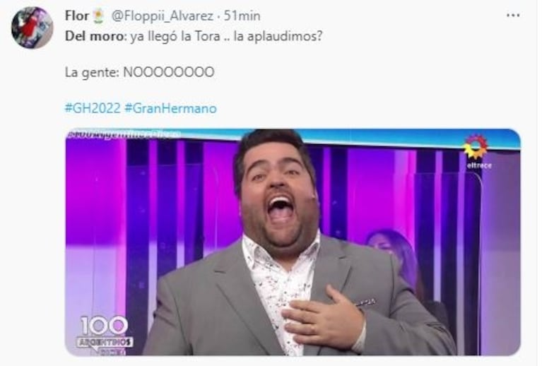 Del Moro pidió un aplauso para La Tora en Gran Hermano y el público le dio la espalda: los memes