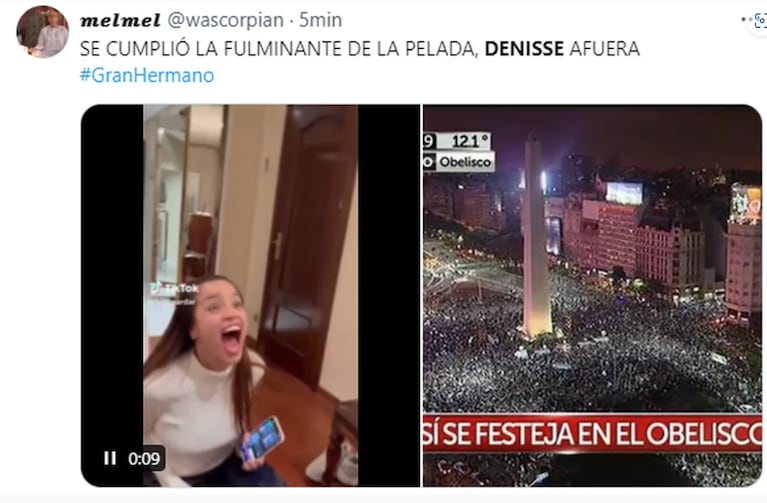 Denisse volvió a quedar eliminada de Gran Hermano y estallaron los picantes memes