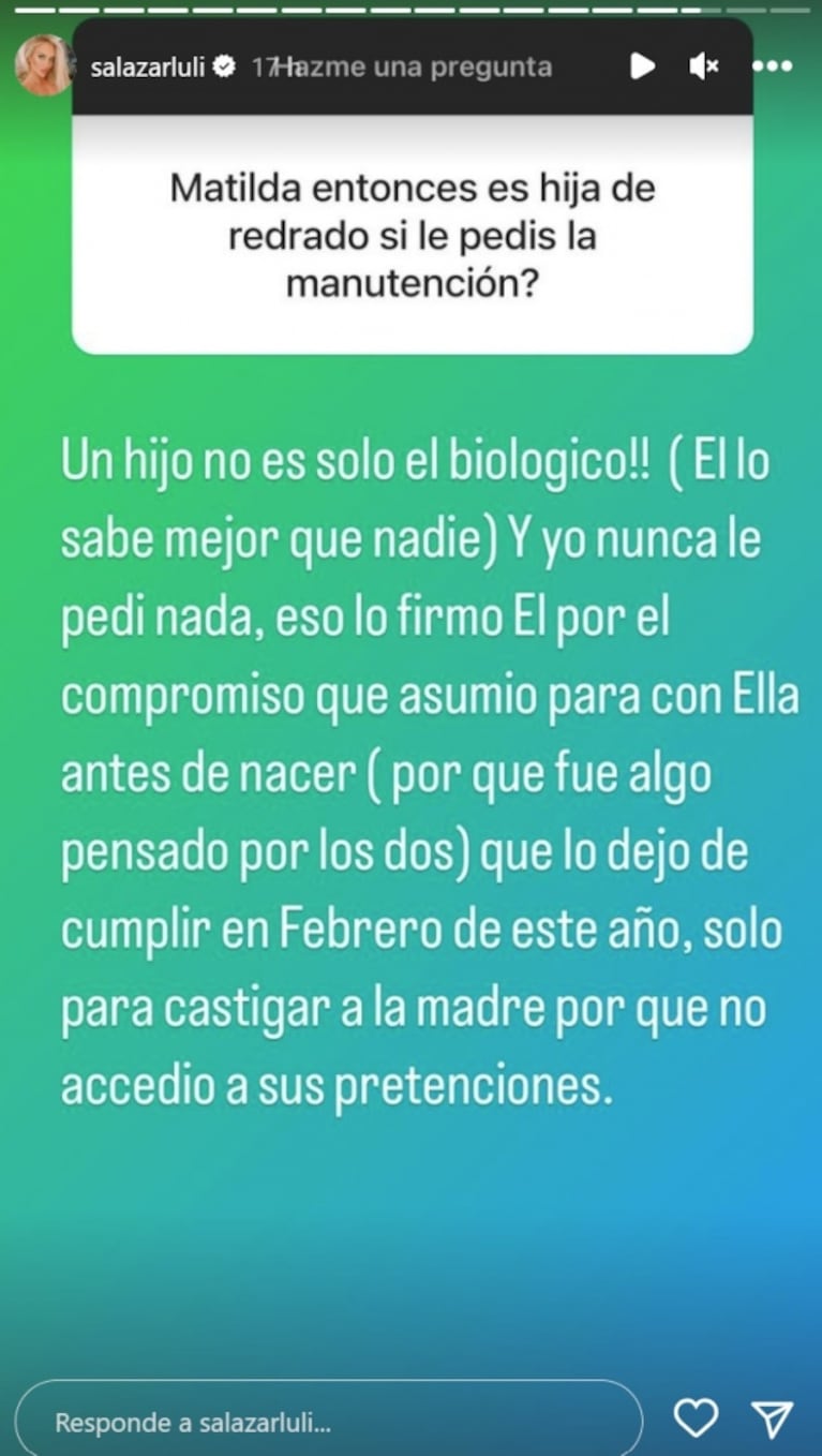 Desde Qatar, Luciana Salazar explicó por qué le exige a Martín Redrado la cuota alimentaria de Matilda