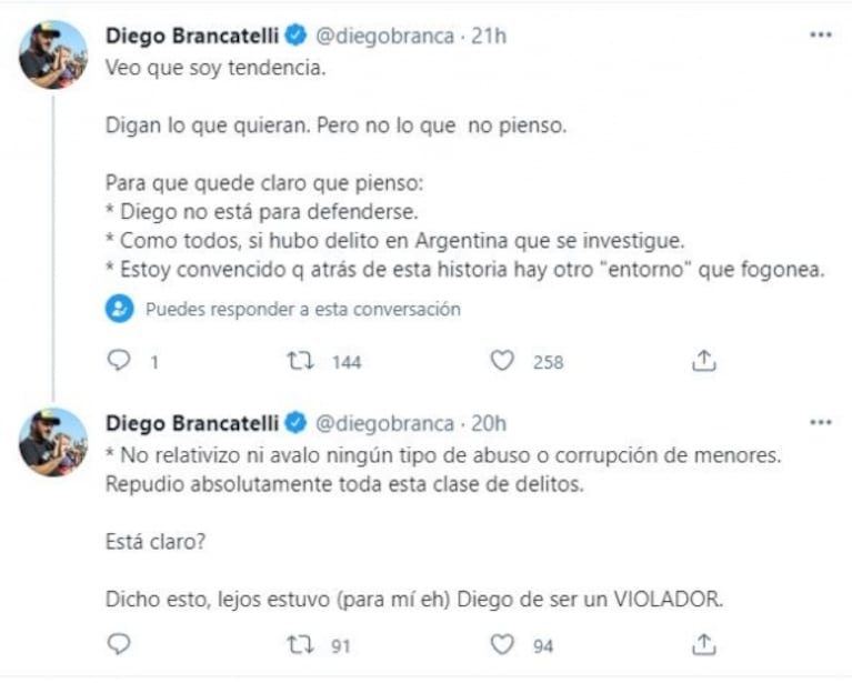 Diego Brancatelli cuestionó los motivos de Mavys Álvarez para denunciar a Diego Maradona: "Para mí, es por plata"