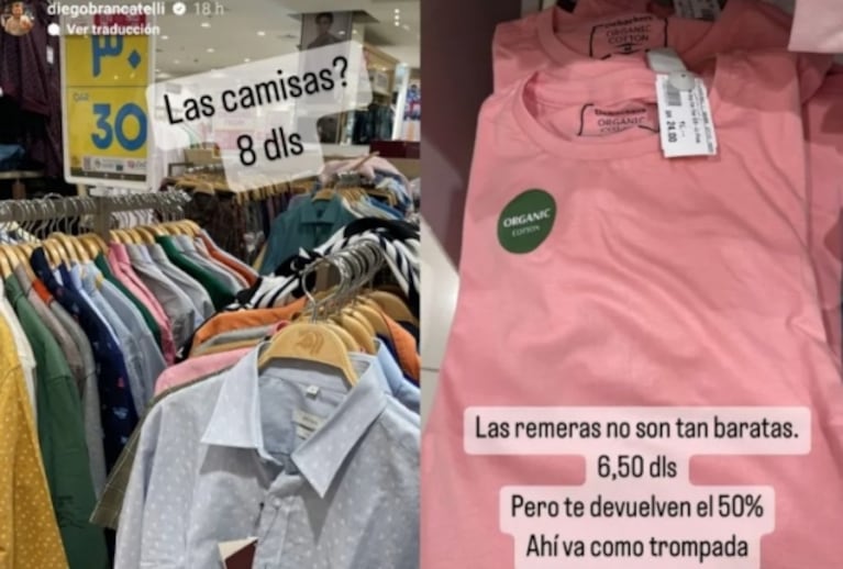 Diego Brancatelli fue de shopping en Qatar y se enloqueció por los precios en dólares