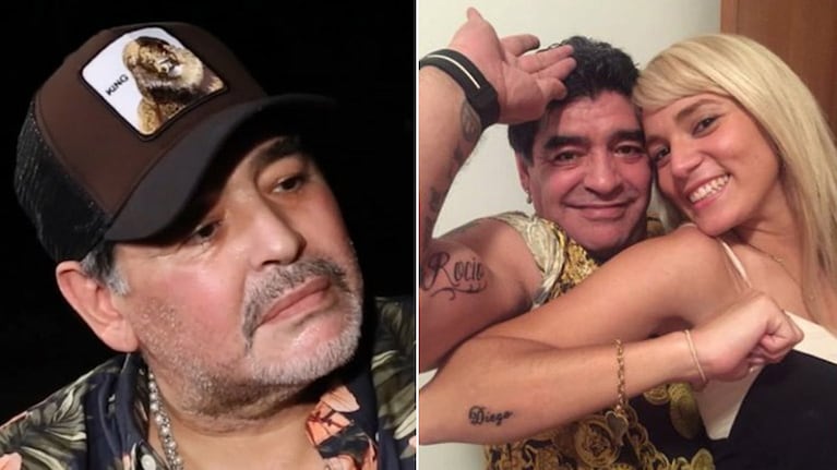 Diego Maradona se tapará el tatuaje dedicado a Rocío Oliva en su biceps con los rostros de Perón y Evita