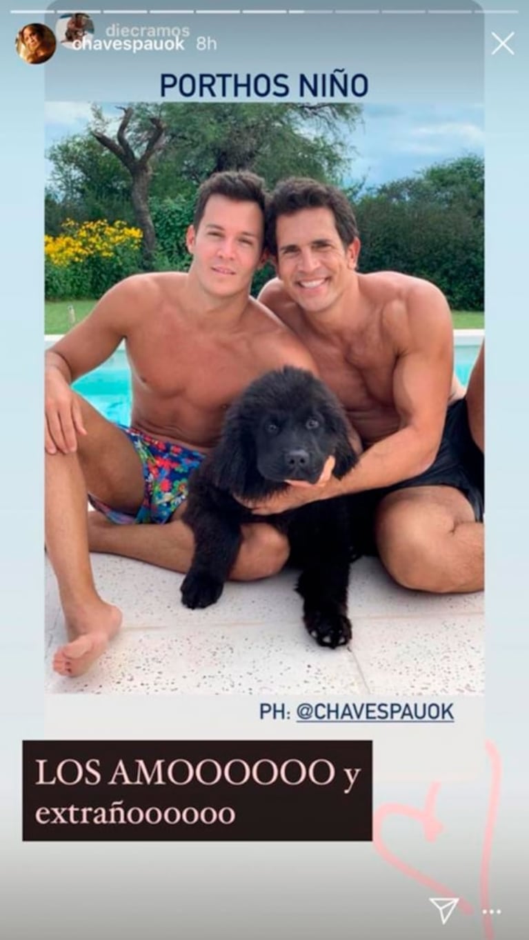 Diego Ramos se mostró por primera vez con su novio en las redes: la tierna postal veraniega de la pareja