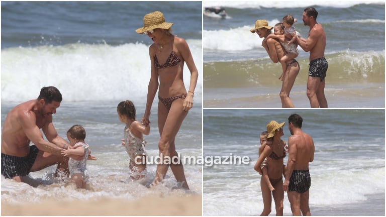 Diego Simeone y Carla Pereyra, de relax en José Ignacio con sus hijas Francesca y Valentina. (Foto: GMPress)