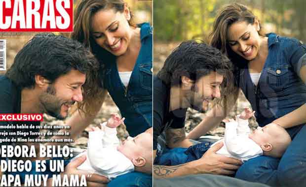 Diego Torres, Débora Bello y Nina en la revista Caras.