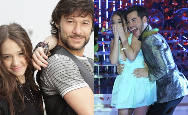 Diego Torres, feliz por el triunfo de su sobrina, Angela, en Tu cara me suena (Fotos: Web y Telefe). 