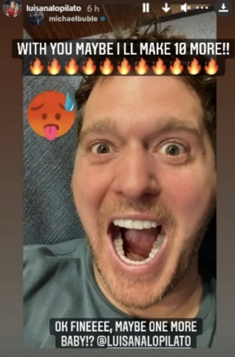 Divertida reacción de Michael Bublé al ver una foto sensual de Luisana Lopilato en las redes: "¿Un nuevo bebé?"