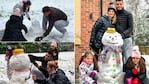 Divertidas fotos de Eliana Guercio y Chiquito Romero armando un muñeco de nieve con sus hijas en Inglaterra 