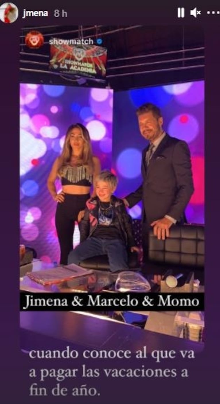 Divertido posteo de Jimena Barón con su hijo Momo y Marcelo Tinelli: "Cuando conoce al que va a pagar las vacaciones"