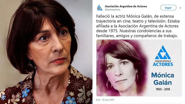 Dolor en el ambiente artístico: a los 68 años, murió la actriz Mónica Galán