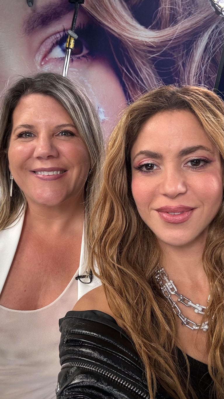 Dominique Metzger con Shakira durante la entrevista exclusiva en Miami (foto: Prensa eltrece).