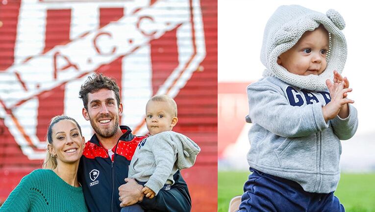 Donatello, el hijo de Noelia Marzol y Ramiro Arias, visitó a su papá en la cancha.