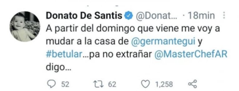 Donato de Santis reveló qué hará el domingo para no extrañar al jurado tras el final de MasterChef Celebrity: "Me voy a mudar a la casa de Martitegui y Betular" 