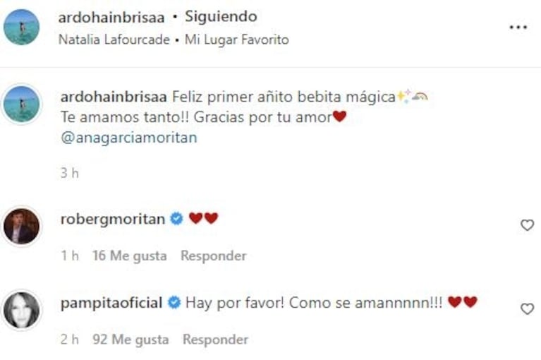 Dulce posteo de la sobrina de Pampita para Ana García Moritán por su primer año: "Gracias por tu amor"