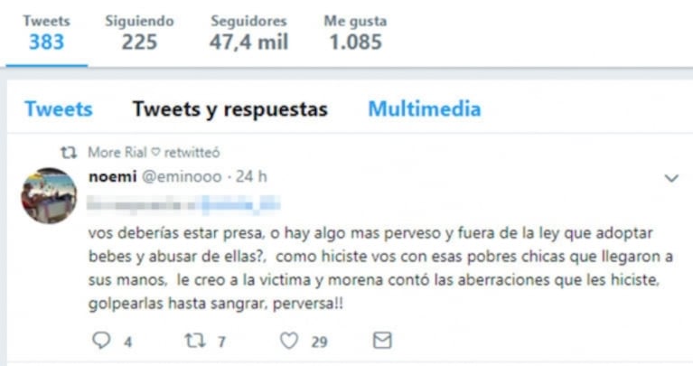 Durísimo tweet de Morena Rial contra Silvia D'Auro: "No tengo ganas de saber si está viva o muerta"