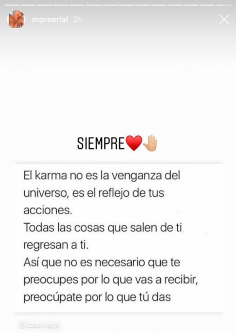 Duro mensaje de Morena Rial tras el escándalo por la infidelidad de Facundo: "El karma es el reflejo de tus acciones"