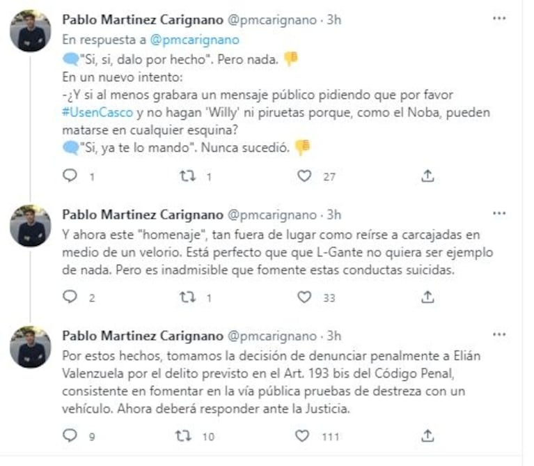 El abogado de L-Gante habló tras la denuncia en su contra por un homenaje a El Noba: "Hacen propaganda"