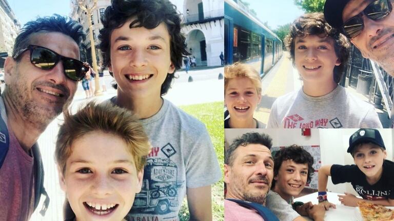 El actor y sus hijos mayores, de paseo por Buenos Aires.