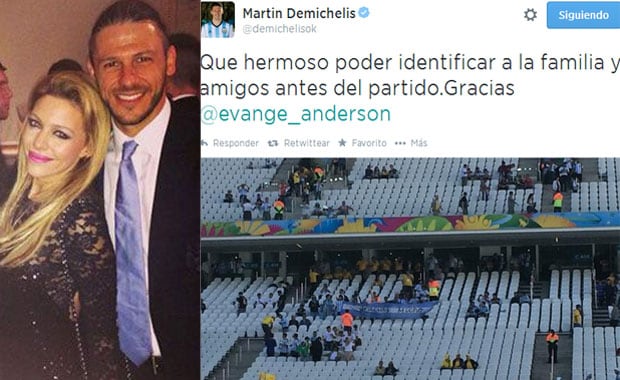 El agradecimiento de Demichelis a Evangelina Anderson. (Foto: Twitter)